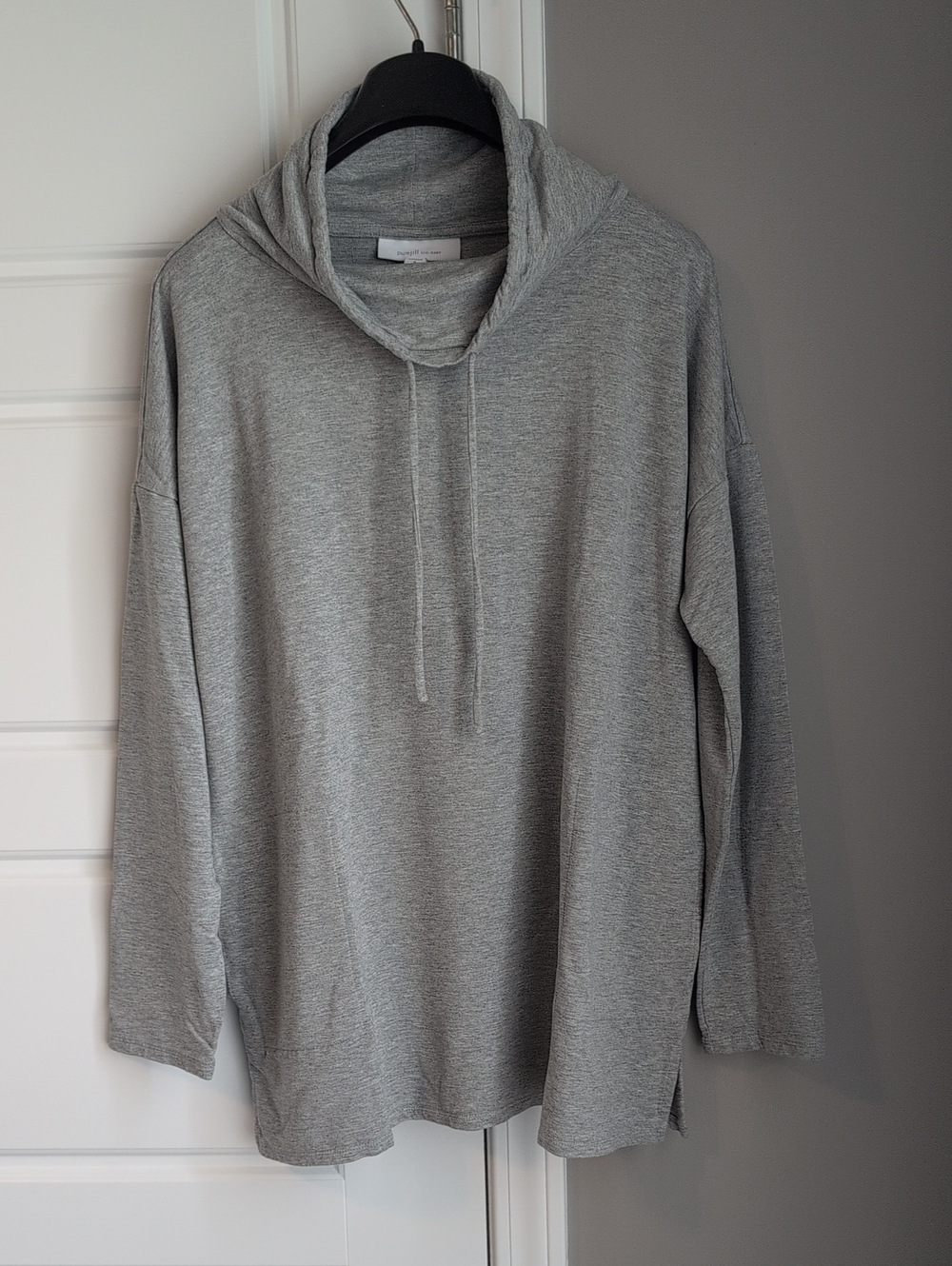 J. Jill Light Gray Cowl Funnel Neck Long-Sleeve Tunic